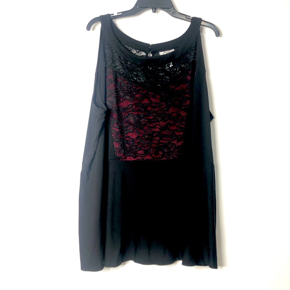 NWT Catherine’s curvy collection black & red with lace top SZ 5X. F27